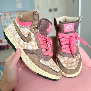 Nike Court Force Pink Brown Bambi High Top Sneakers